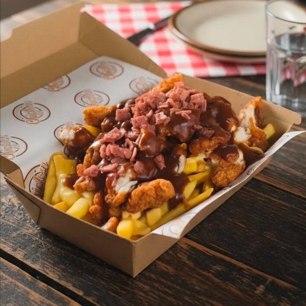 Gravy loaded chips with chicken and bacon